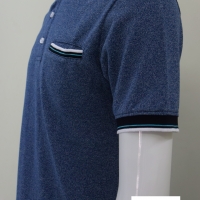 เสื้อโปโลผู้ชาย แขนสั้นสีกรมท่า คอตั้ง คอจีน โปโลกระดุม ผ้าค้อตต้อน คละไซร์ L