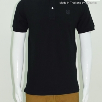 เสื้อโปโลผู้ชายสีดำ ปกทอขลิบ ผ้า Cotton100% ไซร์ M