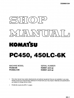 หนังสือ คู่มือซ่อม วงจรไฟฟ้า วงจรไฮดรอลิก จักรกลหนัก PC450-6K, PC450LC-6K K30001 (ทั้งคัน) EN