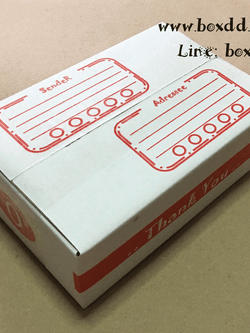 กล่องไปรษณีย์ฝาชนสีขาว 0 ขนาด 11x17x6cm สกรีนสีแดง พิมพ์ Thank you