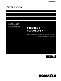 หนังสือ พาสนัมเบอร์อะไหล่ ( Parts Book ) จักรกลหนัก Komatsu HYDRAULIC EXCAVATOR PC300SE-8, PC300LCSE-8 (ทั้งคัน) EN