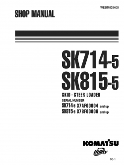 หนังสือ คู่มือซ่อม วงจรไฟฟ้า วงจรไฮดรอลิก จักรกลหนัก SK714-5 37AF00004 , SK815-5 37BF00006 (ทั้งคัน) EN