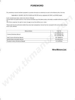 หนังสือ คู่มือวงจรไฟฟ้า 2012 HINO DUTRO 300 Series เครื่องยนต์ N04C, W04D Wiring Diagram