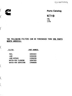 Cummins KT19 Parts Catalog (VME L270, L270B) หนังสือภาษาอังกฤษ