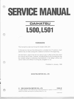 CD คู่มือซ่อม Daihatsu Cuore L500 L501 With ED-10 ED-20 & EF-EL Engine Workshop Manual