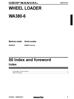 หนังสือ คู่มือซ่อม วงจรไฟฟ้า วงจรไฮดรอลิก จักรกลหนัก WA380-6 H60051 (ทั้งคัน) EN
