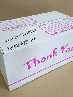 กล่องไปรษณีย์ฝาชนสีขาว CC ขนาด 17x26x15cm สกรีนชมพู พิมพ์ Thank you