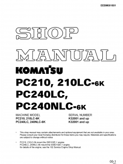 หนังสือ คู่มือซ่อม วงจรไฟฟ้า วงจรไฮดรอลิก จักรกลหนัก PC210-6K,PC210LC-6K K32001 , PC240LC-6K,PC240NLC-6K K32001 (ทั้งคัน) EN