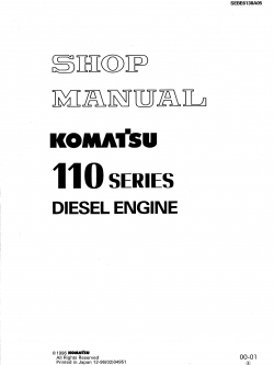 หนังสือ คู่มือซ่อม การถอดประกอบ จักรกลหนัก KOMATSU 110 SERIES DIESEL ENGINE (ทั้งคัน) EN