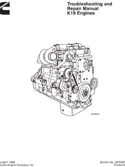 หนังสือ คู่มือการซ่อมเครื่องยนต์ Cummins K19 Series Diesel Engine Troubleshooting and Repair Manual