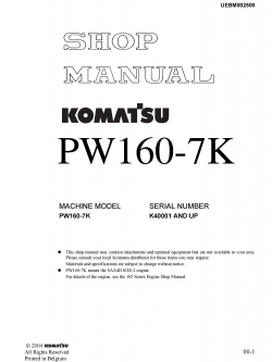 หนังสือ คู่มือซ่อม โอเวอร์ฮอล วงจรไฟฟ้า วงจรไฮดรอลิก จักรกลหนัก PW160-7K K40001 (ทั้งคัน) EN