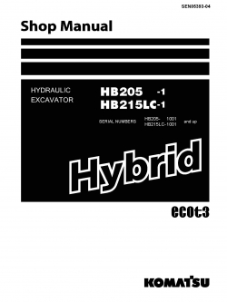 หนังสือ คู่มือซ่อม วงจรไฟฟ้า วงจรไฮดรอลิก จักรกลหนัก HYDRAULIC EXCAVATOR Hybrid HB205-1 1001 , HB215LC-1 1001