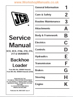 หนังสือ คู่มือซ่อม วงจรไฟฟ้า วงจรไฮดรอลิก จักรกลหนัก JCB Backhoe Loader (ทั้งคัน) EN