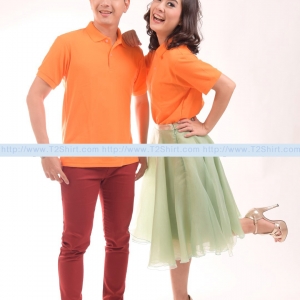 เสื้อ Polo TK Premium แขนสั้น ทรงตรง สีส้ม
