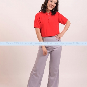 เสื้อ Polo TK Premium แขนสั้น ทรงเว้า (หญิง) สีแดง