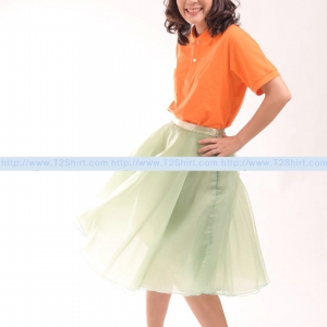 เสื้อ Polo TK Premium แขนสั้น ทรงเว้า (หญิง) สีส้ม