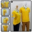 เสื้อโปโลสีเหลืองแต่งคอปกสีฟ้า ผ้าใส่สบาย สินค้าสังผลิตพร้อมปักโลโก้ตามต้องการ ชาย หญิง สั่งได้ตามต้องการ