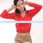 เสื้อยืด คอวี แขนยาว สีแดง Size L