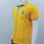 เสื้อโปโลสีเหลืองแต่งคอปกสีฟ้า ผ้าใส่สบาย สินค้าสังผลิตพร้อมปักโลโก้ตามต้องการ ชาย หญิง สั่งได้ตามต้องการ