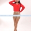 เสื้อยืด คอวี แขนยาว สีแดง Size L
