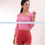 เสื้อยืด คอวี แขนยาว สีชมพูอ่อน Size 3XL