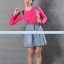 เสื้อยืด คอกลม แขนยาว สีชมพู Pinky Size L