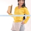 เสื้อยืด คอวี แขนยาว สีเหลือง Size 2XL
