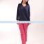 เสื้อยืด คอวี แขนยาว สีกรมท่า Size XL